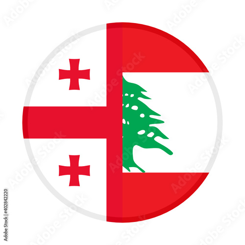 round icon with georgia and lebanon flags	
