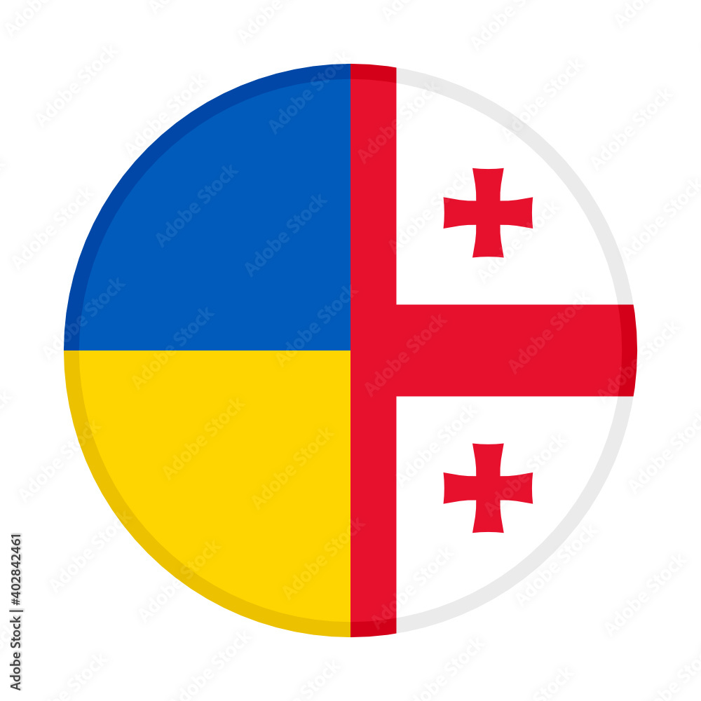 Obraz premium round icon with ukraine and georgia flags. vector illustration isolated on whtie background 
