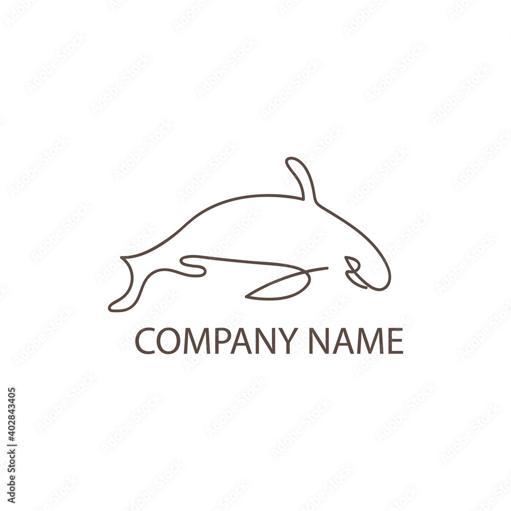 Fototapeta premium dolphin logo simple single line design illustration vector template