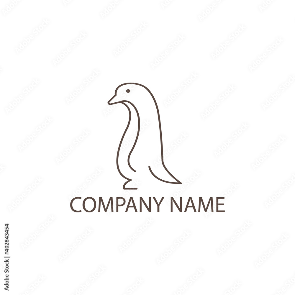 Fototapeta premium Penguin logo simple line illustration design template vector