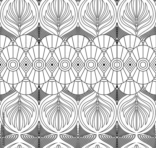 seamless black and white geometric pattern in art deco style. The art line is perfect for printing textiles, packaging, and backgrounds. EPS10 photo