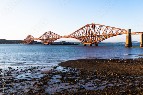 A nice clear sky view to the beautiful Forth Bridge in scotland wich connects South- and North Queenferry.