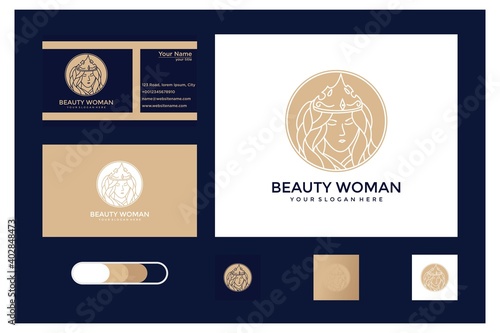 beauty woman logo design and business card