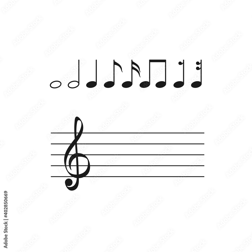 Set music note symbols. Vector illustration isolated on white Set music note symbols. Vector illustration isolated on white