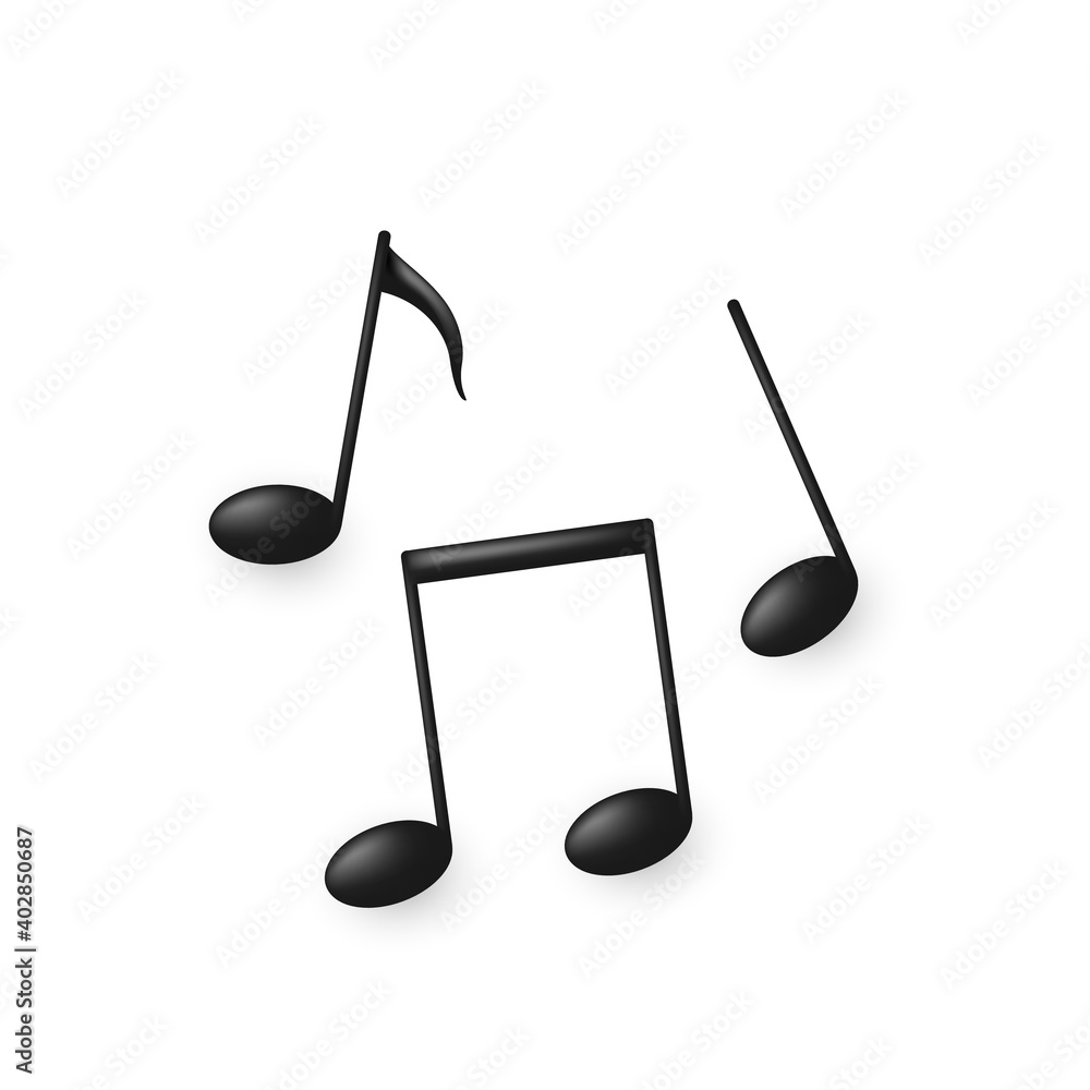 Black volume music note symbols or icons. Vector illustration isolated on white Black volume music note symbols or icons. Vector illustration isolated on white