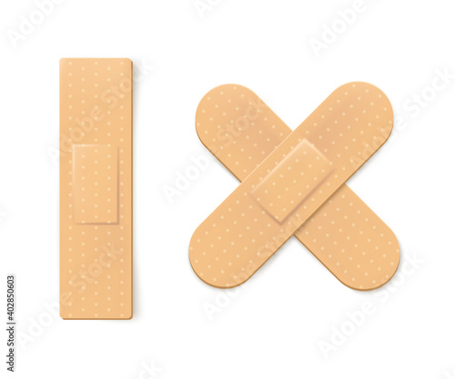 Realistic illustration of plaster bandage. Medical band. Vector illustration