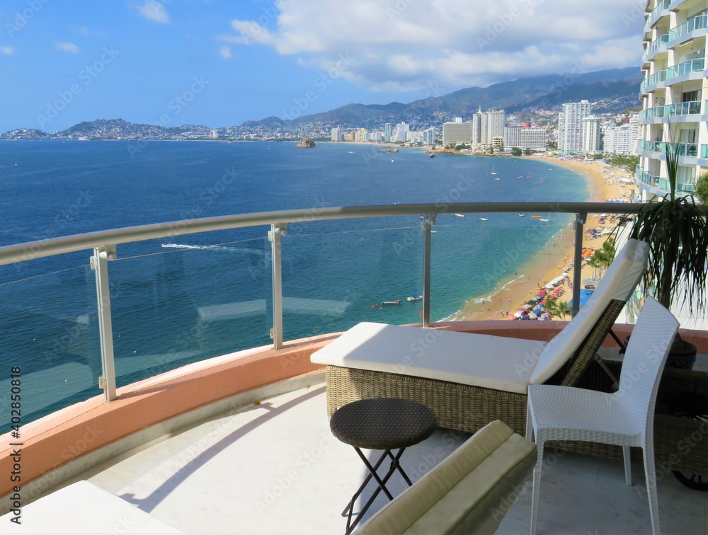 Fototapeta premium terrace with the view of Acapulco bay