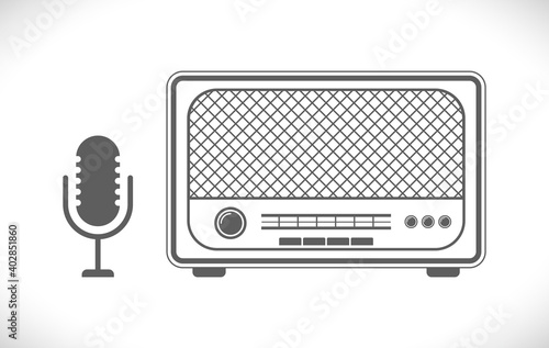 old radio and retro microphone