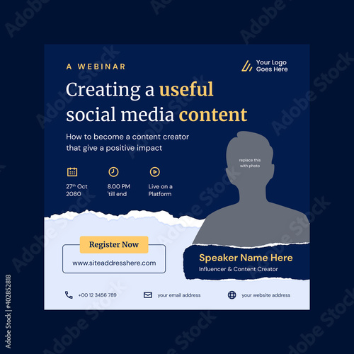 webinar poster design template vector