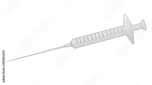 SVG Hypodermic Needle Syringe isolated on white Clear Semi Translucent Color