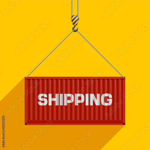 Flat side view shipping cargo 20 foot container delivery. Large metal 20 ft containers for transportation. Delivery of cargo shipping. 3d illustration