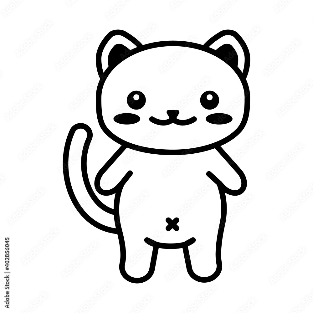 editable line, stroke, cat. Hand Drawn vector illustration character. cute pet animal. Doodle cartoon style. Funny baby kids print. Outline symbol. Isolated vector illustration. Kawaii animal. editable line, stroke, cat. Hand Drawn vector illustration character. cute pet animal. Doodle cartoon style. Funny baby kids print. Outline symbol. Isolated vector illustration. Kawaii animal.