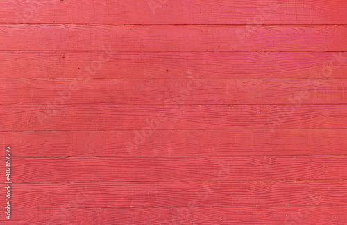 Red color wood wall for wood background and texture.