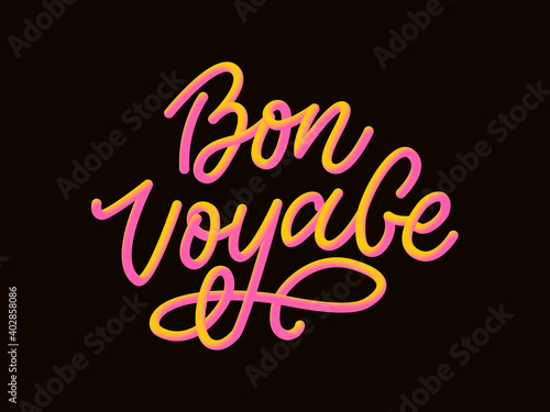 Bon Voyage Hand Lettering Vector Calligraphy Travel
