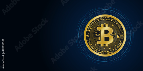Golden bitcoin digital currency isolate , futuristic digital money