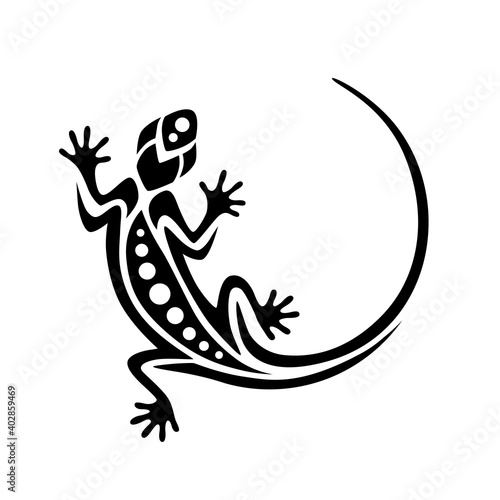 Gecko lizard Maori style. Tattoo sketch or logo	
