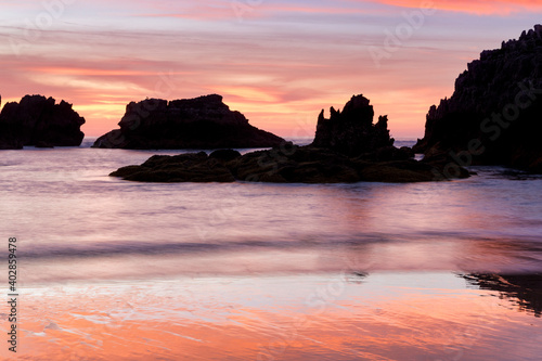 Sunset from Ris beach  in Noja  Cantabria  Spain.