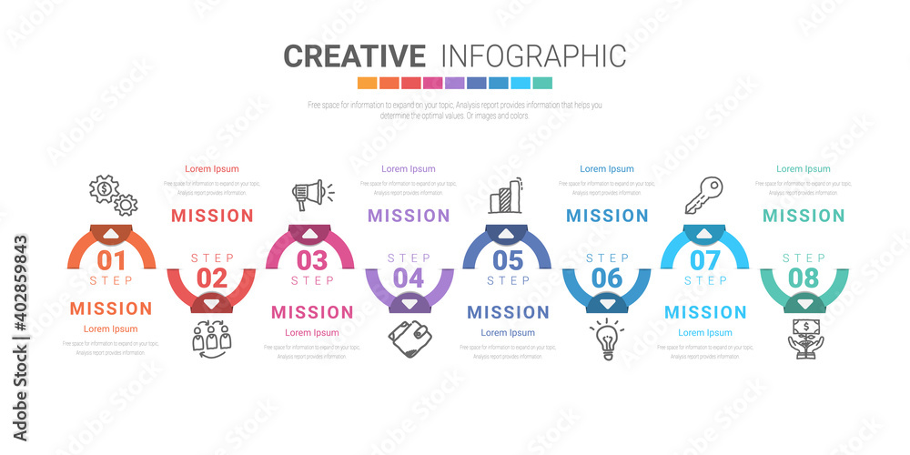 Infographic design template with numbers 8 option for Presentation infographic.