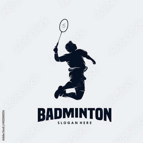 Modern Passionate Badminton Player In Action Logo