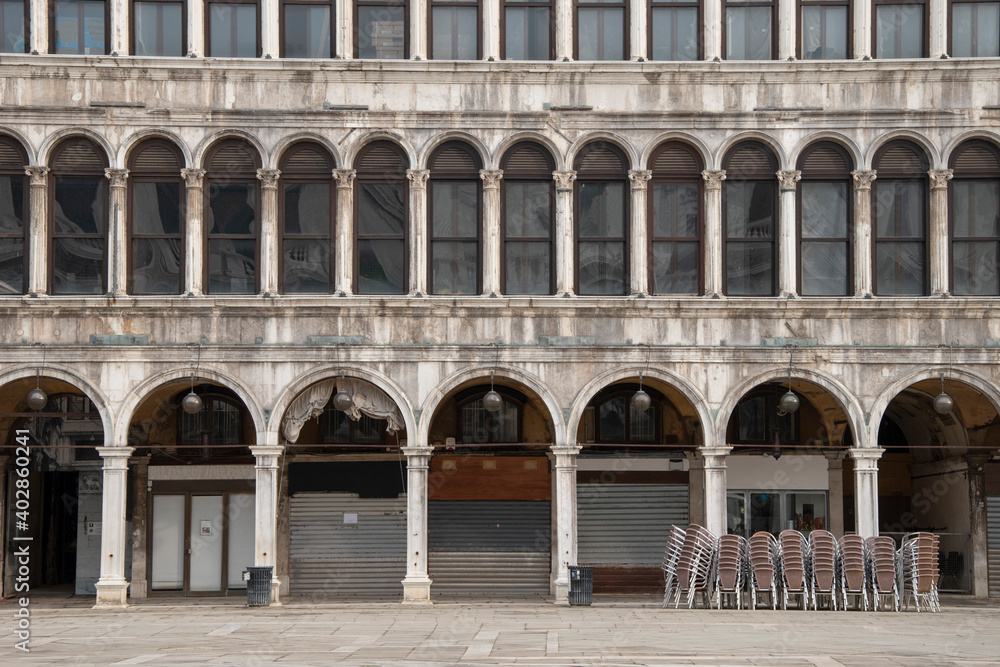 The Procuratie Vecchie, elevation in Piazza San Marco, city of Venice, Italy, Europe