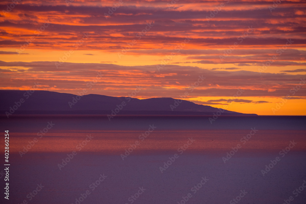 Sunrise sky over Tierra del Fuego, Patagonia, Chile