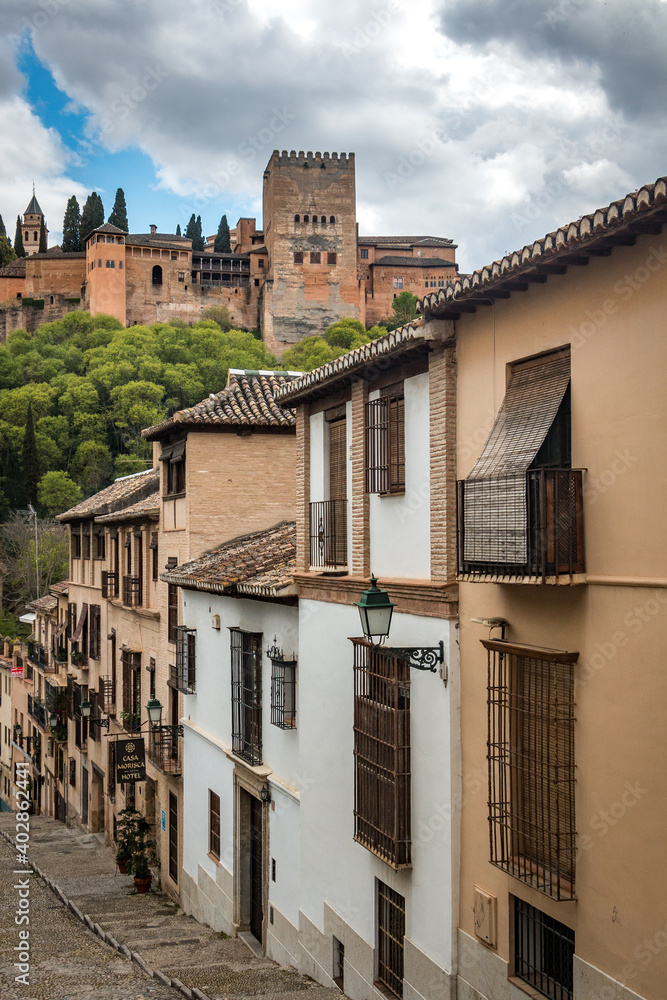 old town of granada, spain, andalusia, with view on alhambra
