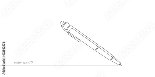  Ballpoint pen.Pen continuous line .One line drawing.Pencil illustration.