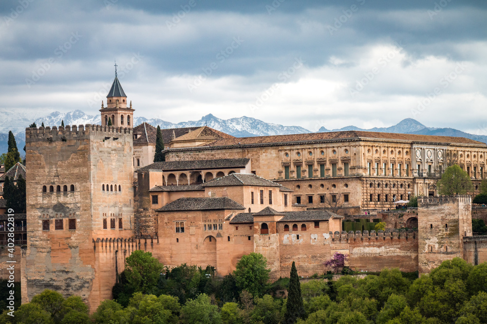 view of the palace Alhambra in Granada, Spain
