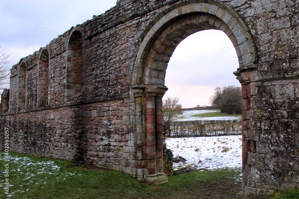 Historic Building White Ladies Priory 12th Century Ruins Entrance Arch