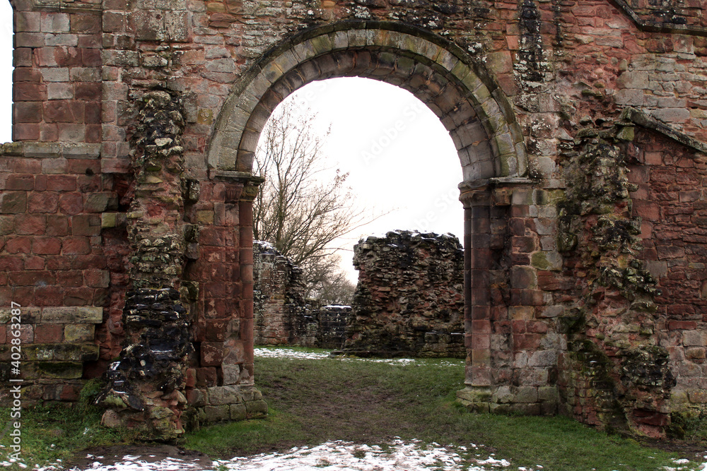 Historic Building White Ladies Priory 12th Century Ruins Entrance Arch