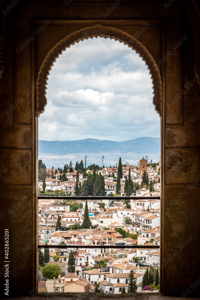 view of the town of granada from alhambra palace