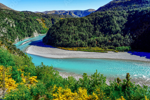 New Zealand, South Island, Beautyful view from the Transalpine train over the  Arthur’s Pass from Wellington to Mount Cook Village.