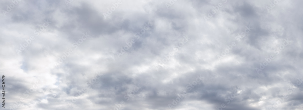 Panorama of the sky covered with solid gray clouds Panorama of the sky covered with solid gray clouds