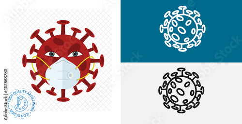 Coronavirus isolated flat icon. solid and line medicine design element