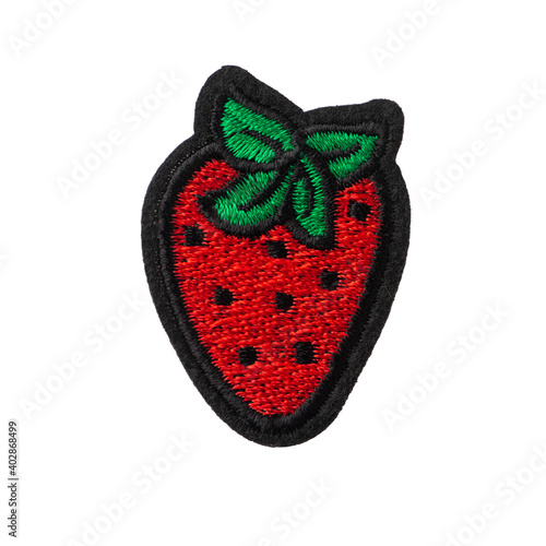Canvas Print Strawberry embroidered patch isolated on white background