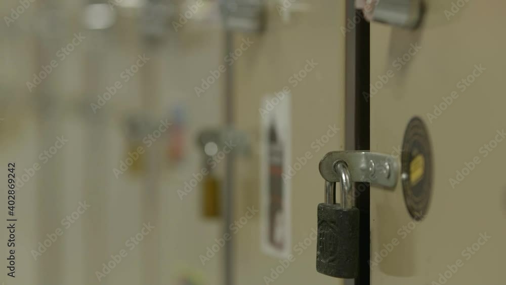 Shift focus on closeup of school lockers. Shallow focus Shift focus on closeup of school lockers. Shallow focus