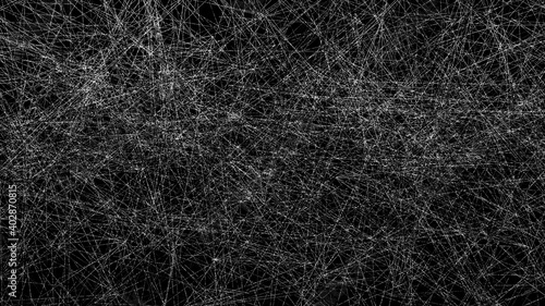 Abstract deep learning algorithm generating massive neural network node connection in sample generation, AI or artificial intelligence computer machine work in progress, grunge scratch background