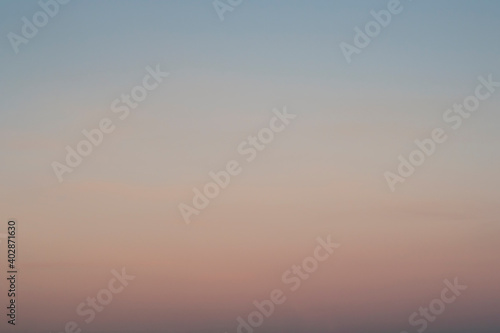 Gradient sky from blue to orange. Peaceful concept. Background image.