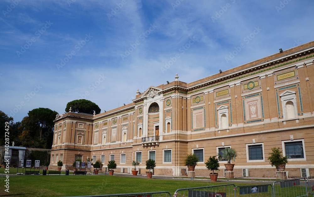 Facade of the beautiful Italian building in Rome