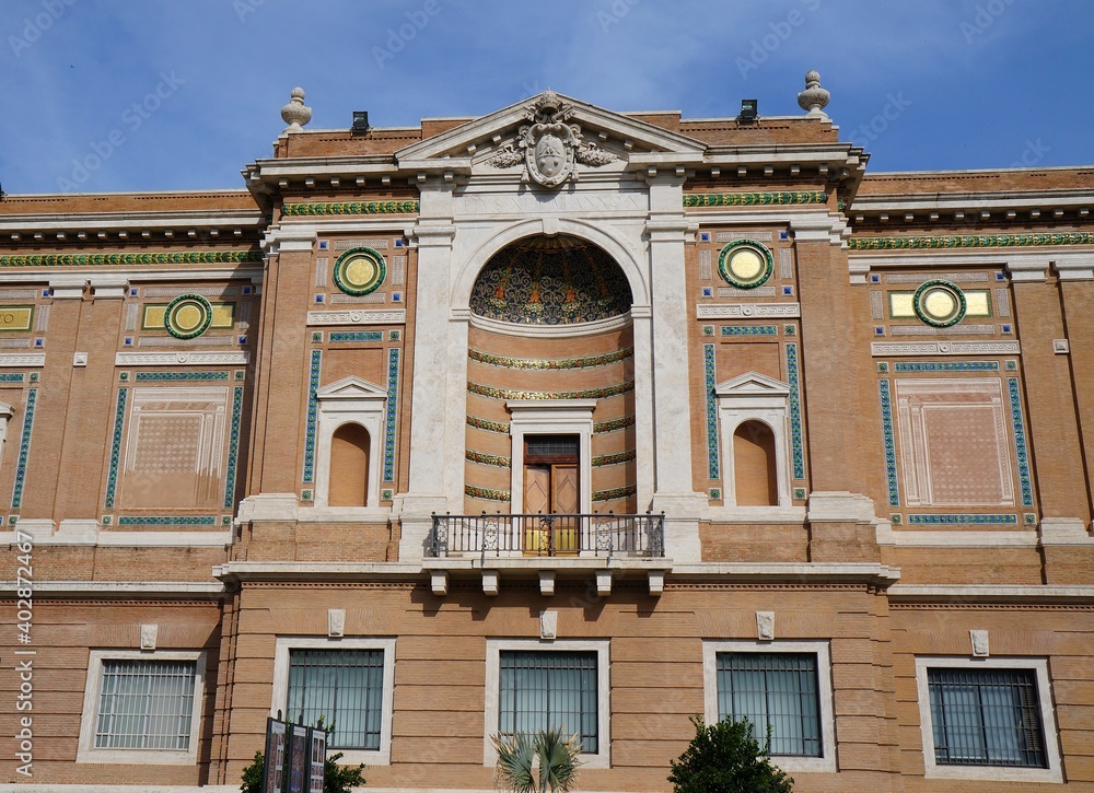 Facade of the beautiful Italian building in Rome