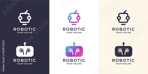 robotic logo design in modern style.premium vector