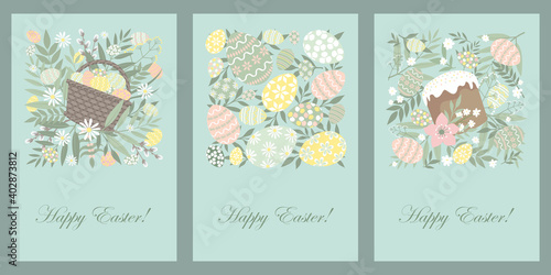 Set of Easter cards. Template for postcards, flyers, banners. Happy easter.