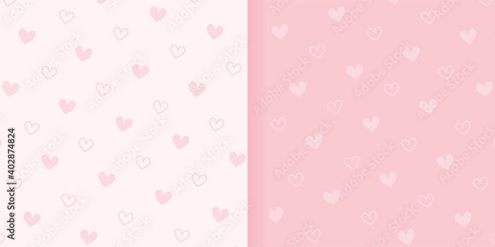 Cute love background template with modern concept, heart, pink, red, love, Premium Vector
