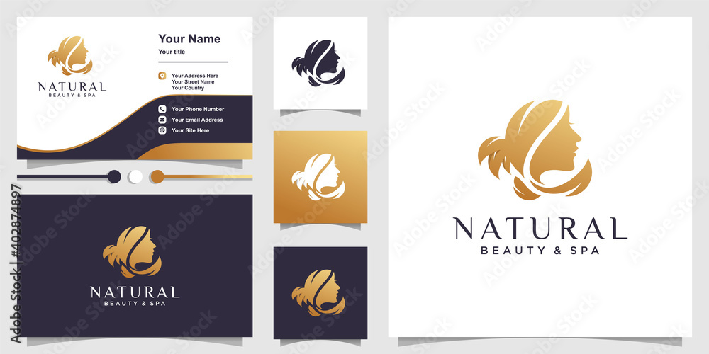 Woman logo with modern and unique concept and business card design ...