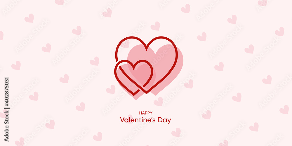 Cute valentine background with modern style, love, heart, couple, Premium Vector