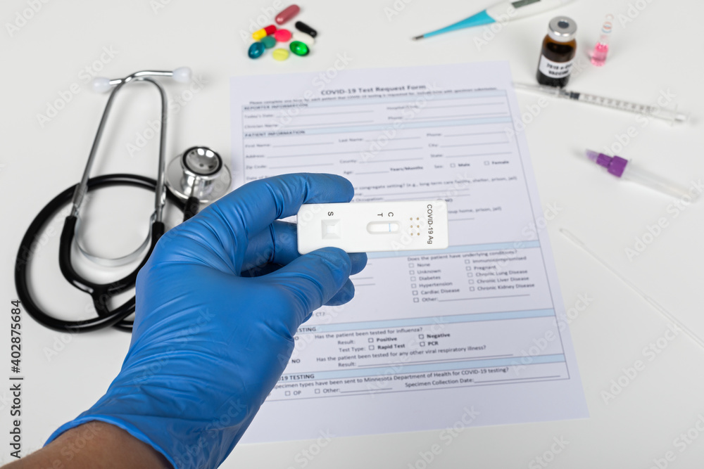 Fototapeta premium Coronavirus test and medical form