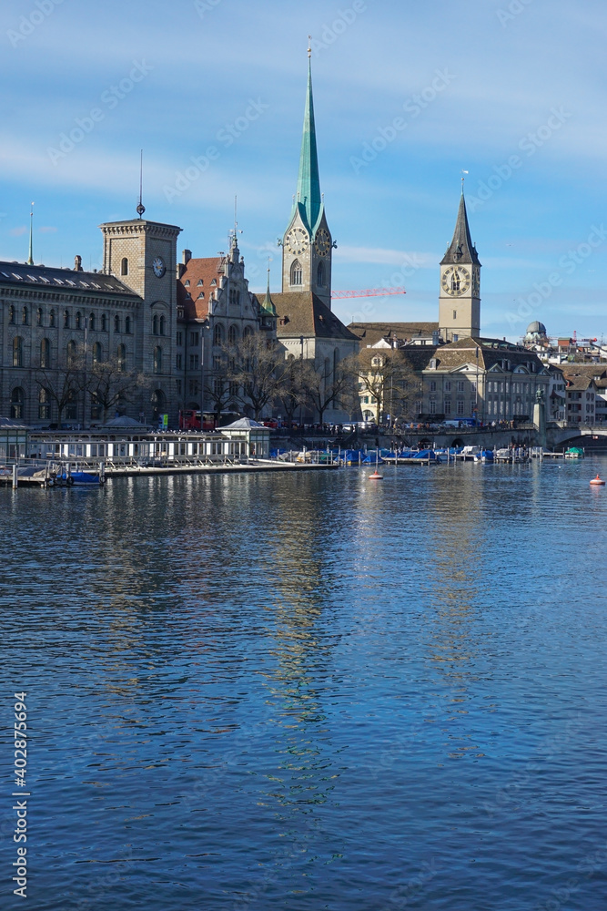 View over Zürich and the river Limmat in Switzerland	