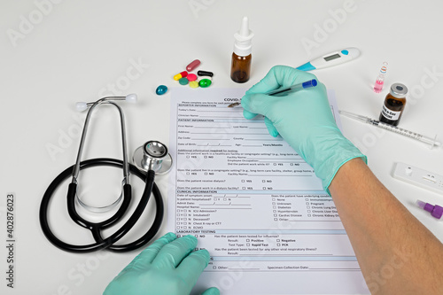 Coronavirus test and medical form