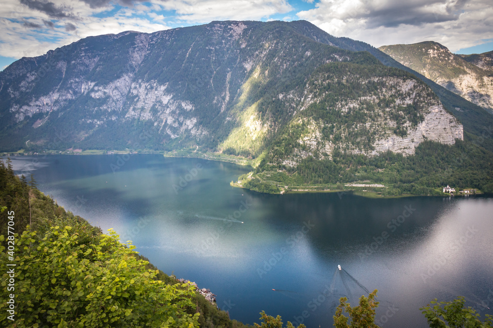 beautiful lake in the mountains, hallstätter see, hallstatt, austria