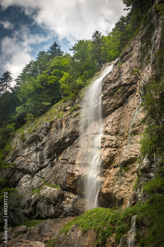 waterfall in the mountains  hallstatt  echerntal  austria